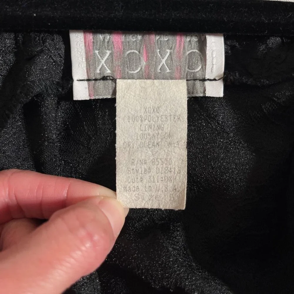 XOXO Vintage 90s Y2K Black Maxi Prom Dress Evening Gown Empire Waist Bow Size 5 - Picture 3 of 16